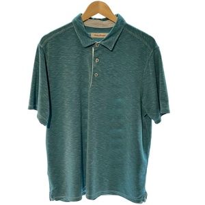 TOMMY BAHAMA Shoreline Surf Polo Shirt Aqua Blue Mens Size XL